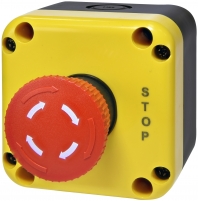 Кнопочный пост 1-модул. ESB1Y-V1 (Standart, "STOP" гриб.типа, откл. поворотом, красн., корп. желто-черн.) арт. 004771624
